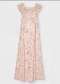 Floral Print Short Sleeve Smocked Maxi Maternity Dress - Isabel Maternity Small