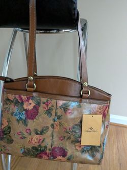 "Patricia Nash" Floral Italian Leather Totebag, New 