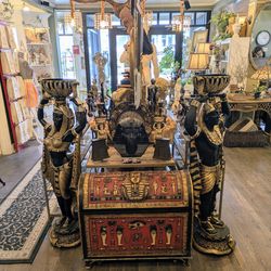 Vintage Nubian-Style Egyptian "Maiden & Guard" Statues