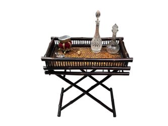 Solid wood Bar cart. Folds for storage/transport