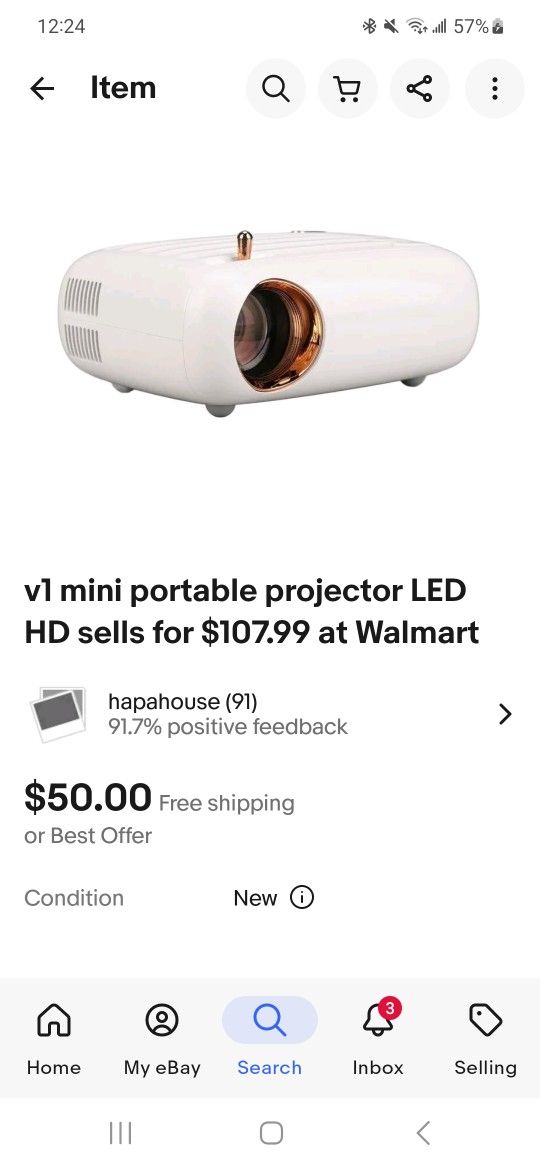 V1 New Mini Portable Projector LED HD Msrp $107