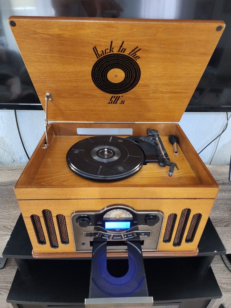 Vintage Style “Back to the 50’s” 6-in-1 Stereo Music & Vinyl Record Player