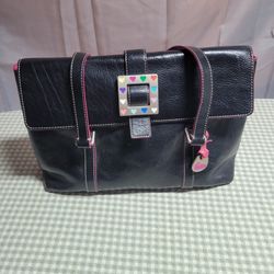 Dooney & Bourke Black and Pink Leather Handbag Purse