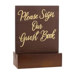 Guest Book Sign In Brown & Gold 
