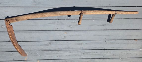 Antique Wooden Scythe with Iron Blade