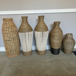 Boho/tropical Rattan Vases