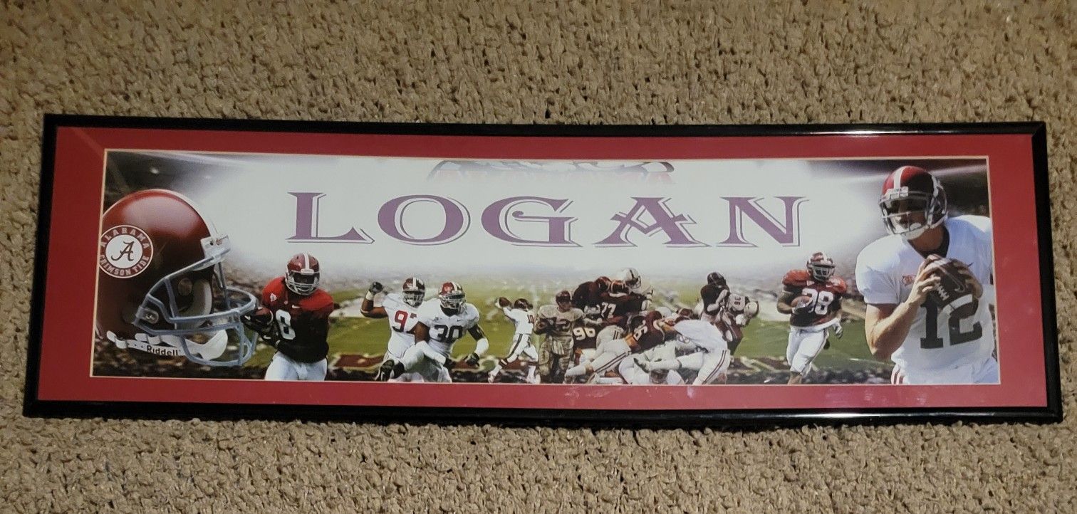 ALABAMA CRIMSON TIDE LOGAN FOOTBALL FRAMED PICTURE WITH WHOLE TEAM RED AND WHITE