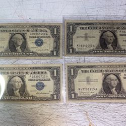 Cuatro. Billetes De Un Dólar De 1957.