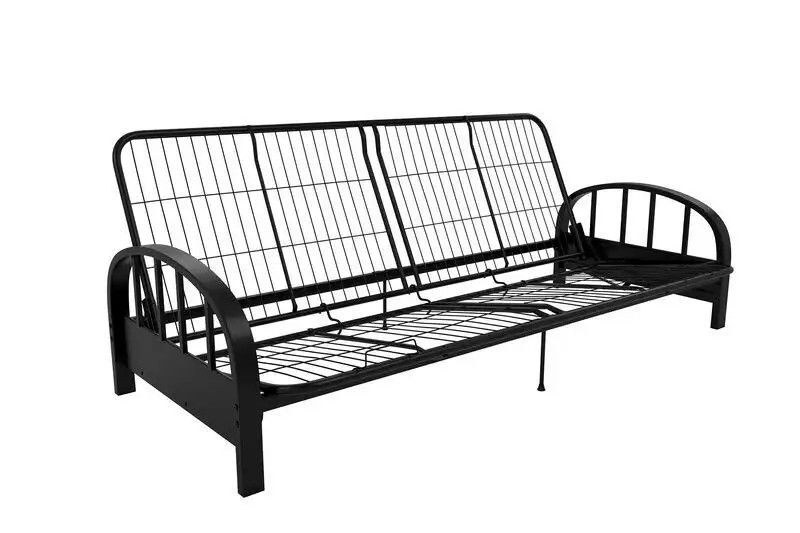 Aukfa 77" Futon Frame Metal Futon Full Size Sofa Bed, Installed, Black