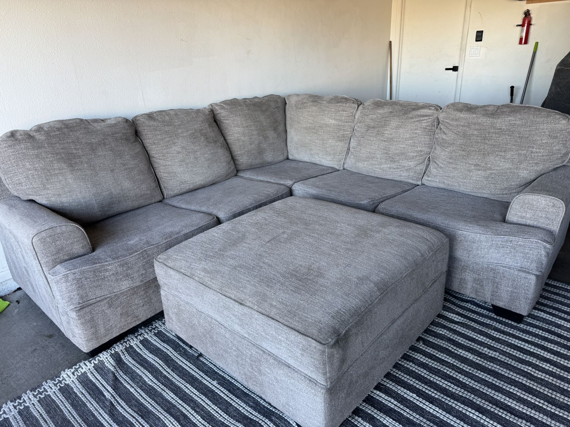 Gray Sectional Sofa Couch Sala Ottoman
