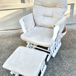Glider Rocker Nursery Chair With Ottoman