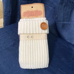 Boot Cuff Billy. Woman’s White Knitted, Boot Sock w/Buttons.