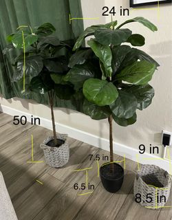 Fake tree greenery and baskets