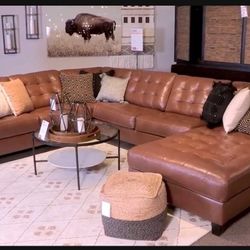 📣Brand New 💯 Orange Brown Oversized Contemporary Sectional Couch 👍 Genuine Leather Living Room Set ✅  Special Price 📣📣📣