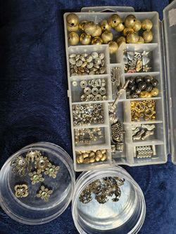 Mixed Metal Jewelry Making Beads and Charms Lot