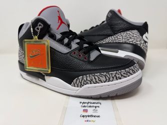 USED 2018 NIKE AIR JORDAN RETRO BLACK CEMENT 3 III SIZE 10