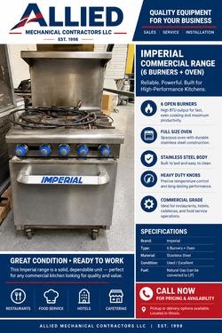 Imperial Commercial 6-Burner Range with Oven – Heavy-Duty Restaurant Equipment