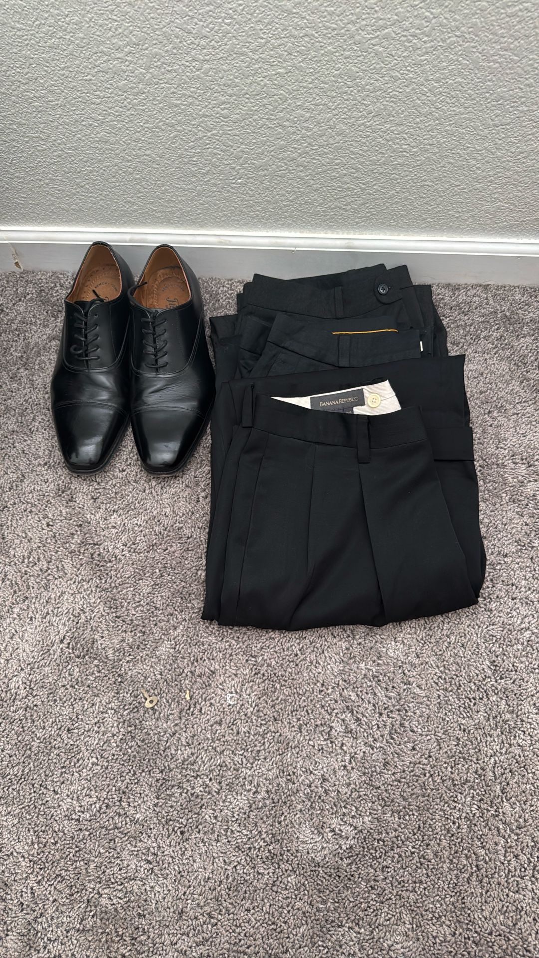 3 Pairs Of Dress Pants and Dress Shoes