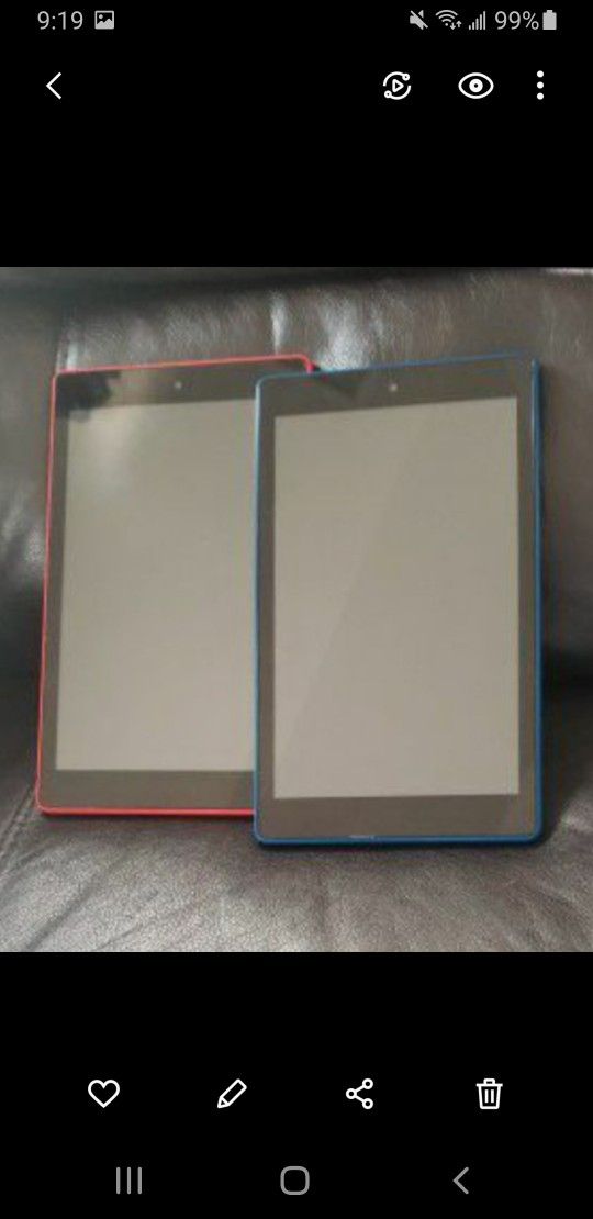 Lot Of 2!Amazon Fire HD 8 (8th Gen.) L5S83A -1p6GB-Wji-Fi-8in Tablet Blue &Red One Charger Included