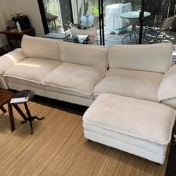 White boucle Sofa And Ottoman 