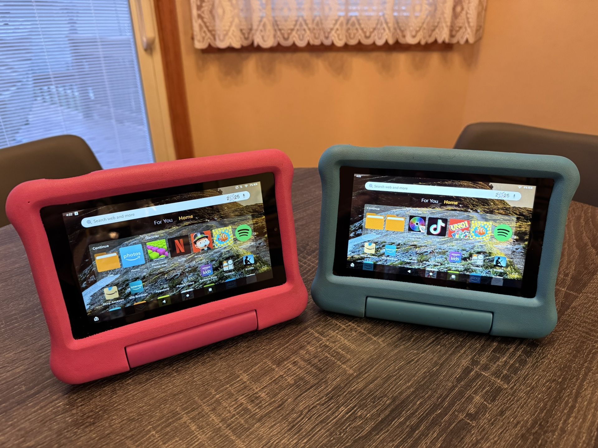 Amazon Fire 7 Tablet Bundle. Includes (2) Tablets With Additional 64GB Memory Cards For Each