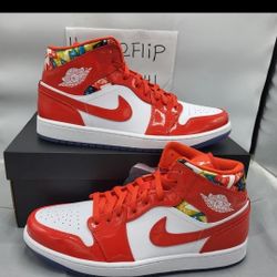 Nike Air Jordan 1 Mid SE Barcelona Sweater Chile Red White Men Sz 12 DC7294 600