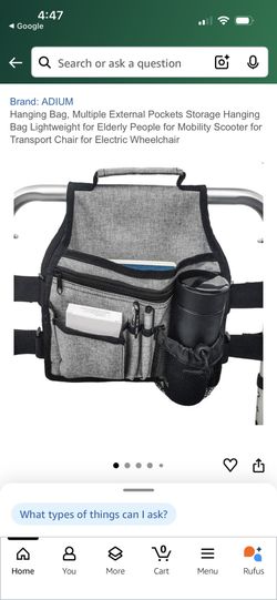 NEW Supregear Organizer for Folding Walker Side Bar Pouch w/Cup Holder + many compartments - Durable Attachment (See pics!!)