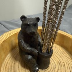 Wooden Nutcracker Bear Bowl Set