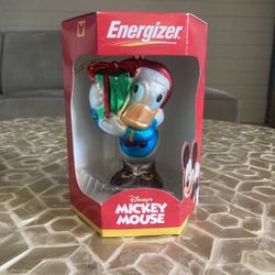 NEW!  Vintage Energizer Disney Donald Duck Glass Christmas Ornament