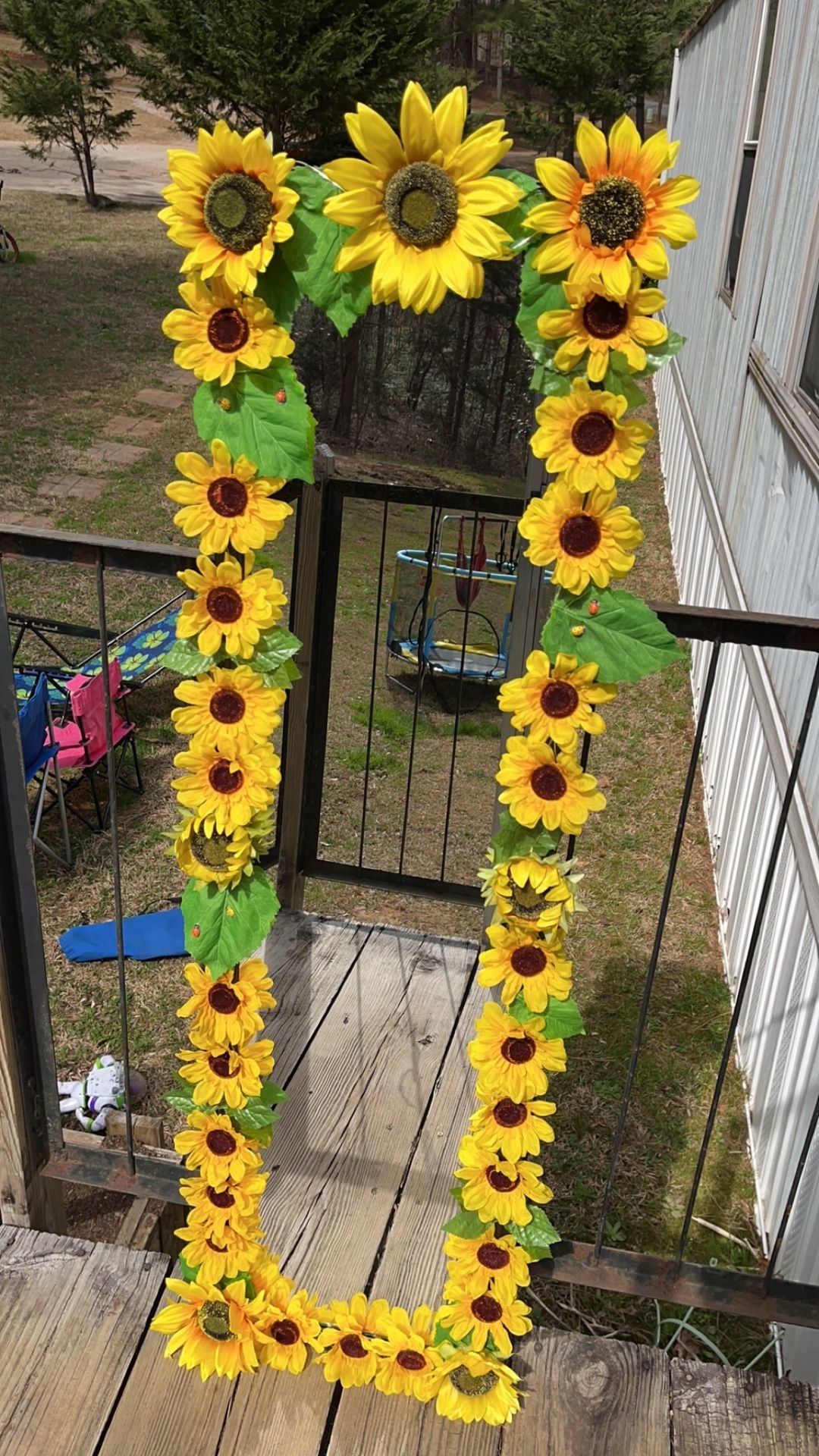 Homemade Sunflower Mirror With Lights.