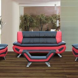3pcs Red/Black Sofa Set 👍FREE FINANCING AVAILABLE 👉 0️⃣ DOWN PAYMENT ❗NO CREDIT CHECK❗ 