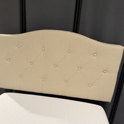Twin Bed Frame, Upholstered Headboard