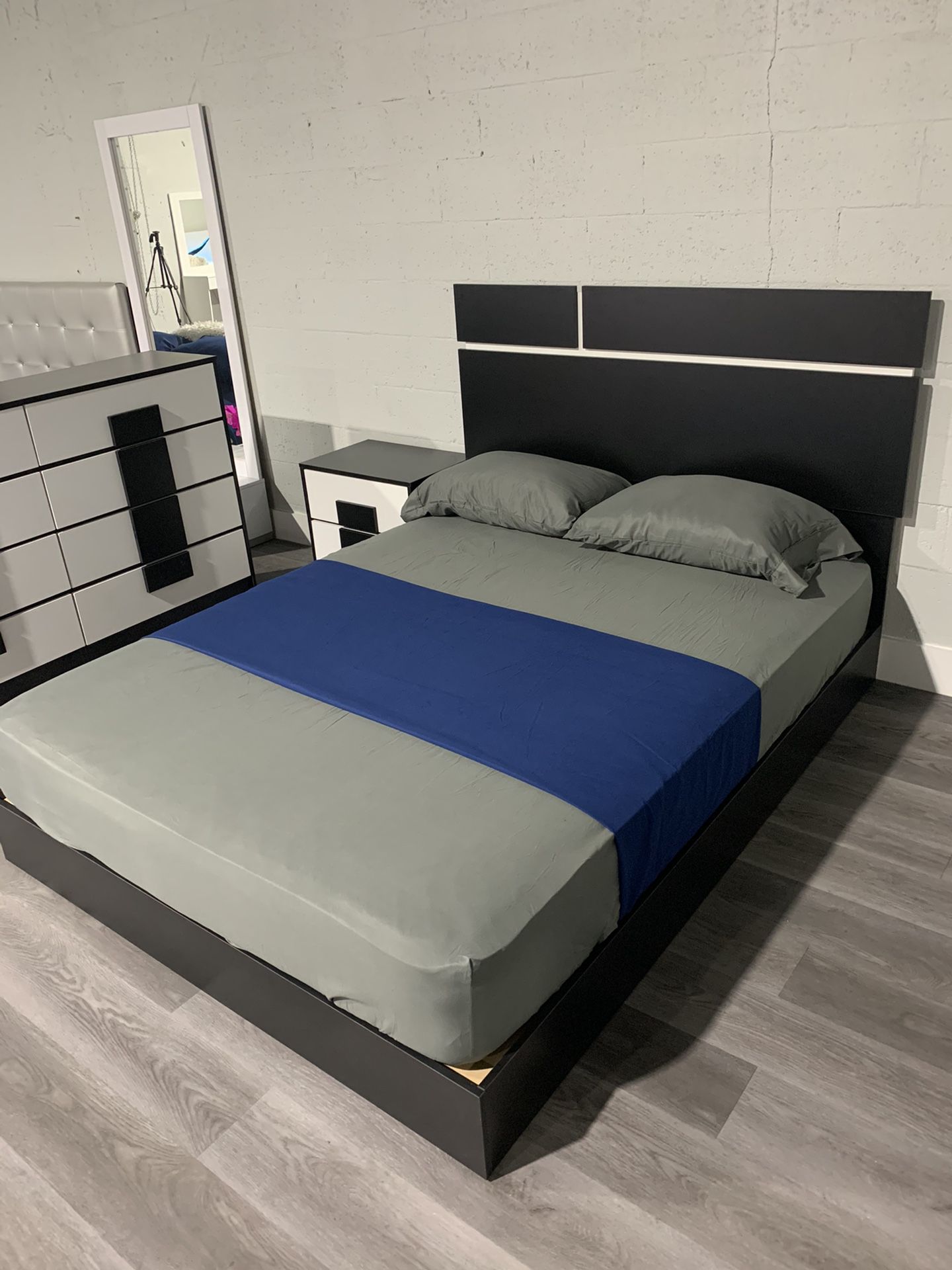 New black and white queen bed frame with the mattress FREE DELIVERY and installation