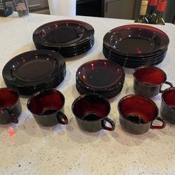 Arcoroc France Ruby Red Glassware