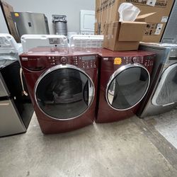 KENMORE FRONT LOAD BURGUNDY WASHER AND DRYER GAS 