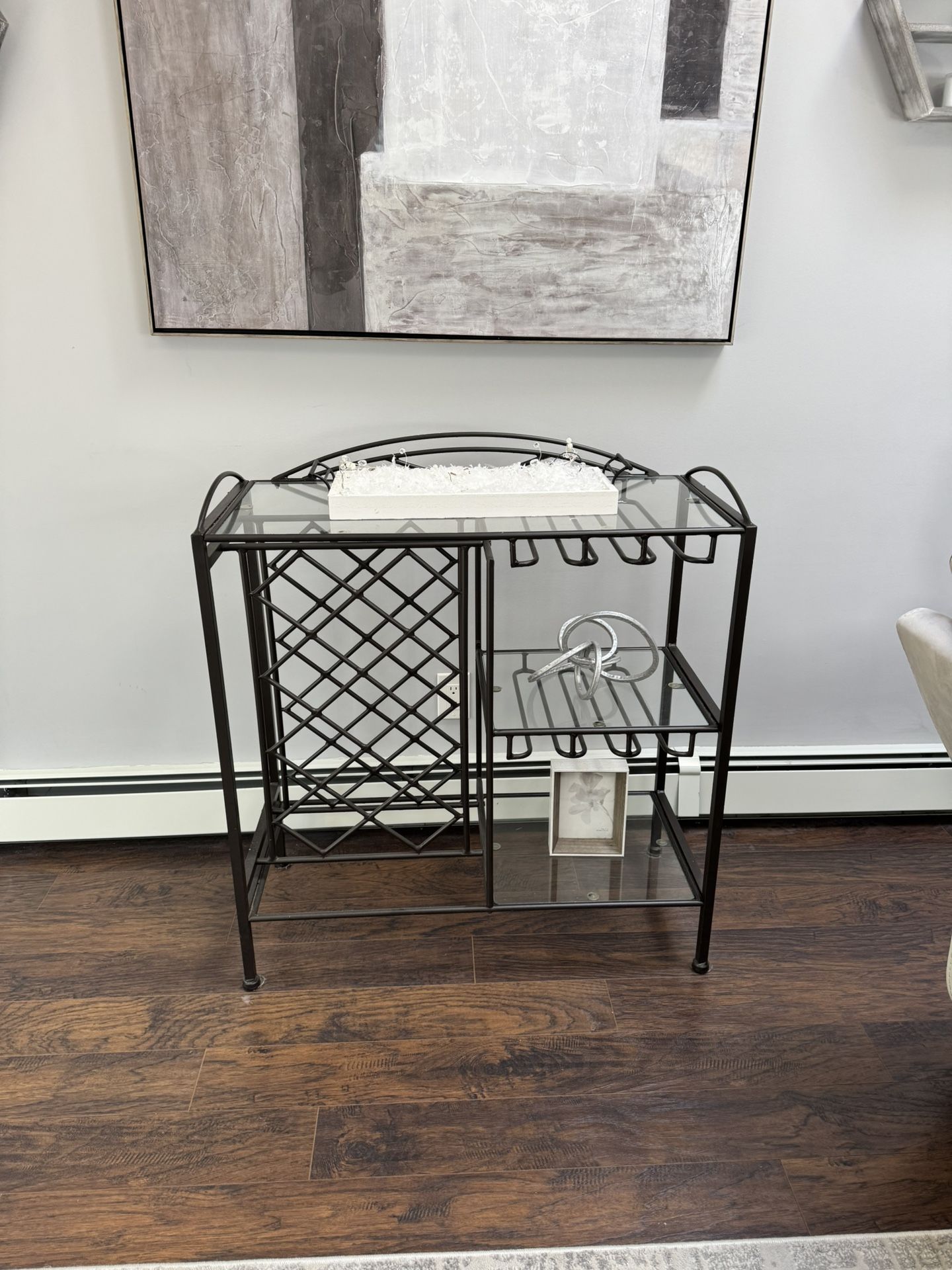 Modern Metal & Glass Wine Rack Bar Table – Stylish & Functional – Great Condition!