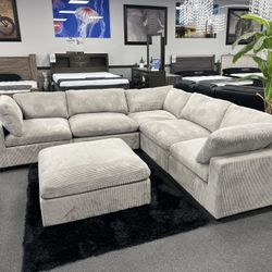 Gray Modular Sofa Sectional w/ 🔥FREE Ottoman🔥 
