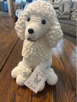 Handmade CROCHET Standard Poodle white.