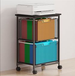 Sbanmao Letter/Legal Rolling File Cabinet Cart, 2 Drawers Filing Cabinet for Home Office, Hanging File Folders Organizer with Wheels Under Desk