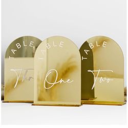 Table Numbers -Gold Mirrored 