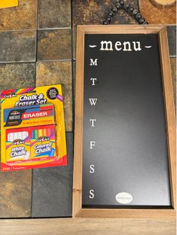 Menu Chalk board with 2 packs of chalk and an eraser