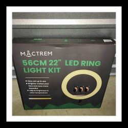 22'' Ring Light with 75'' Tripod Stand, LED Display/2 USB Ports/6500K Dimmable Ring Light for ipad Phone Holder for Tattoo / Lash / Live Makeup Video 