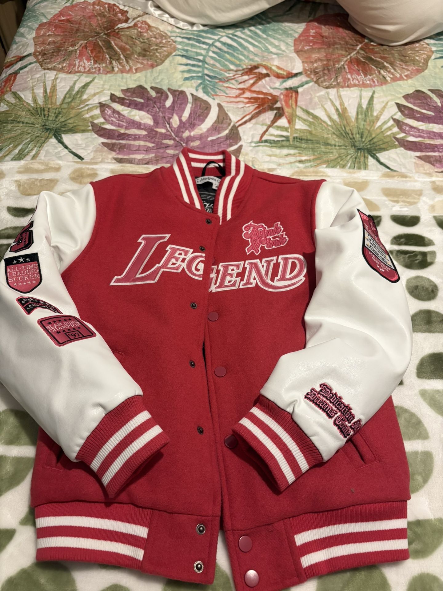 Kids Pink Kobe Bryant Legends Headgears Classic Varsity Jacket