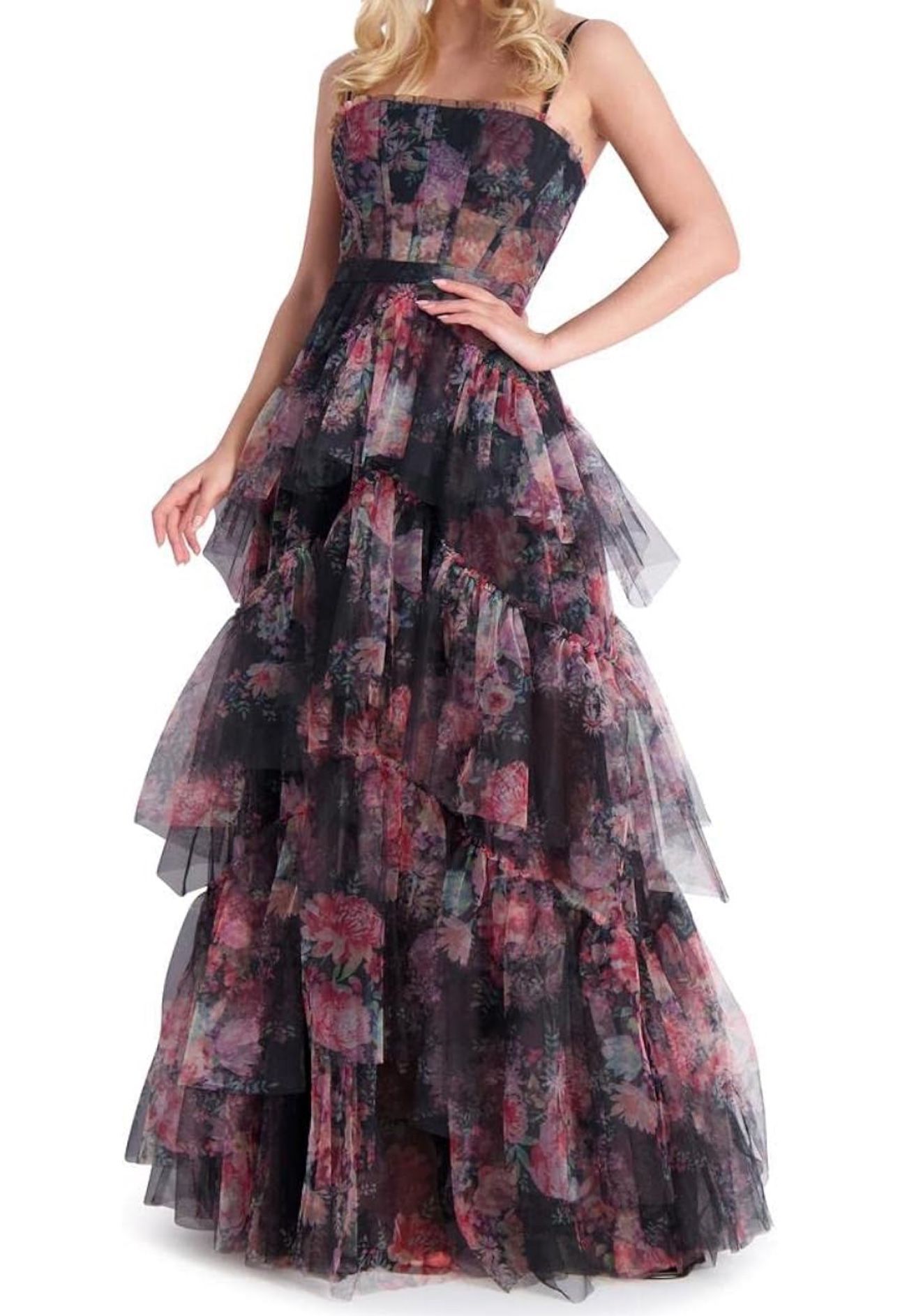 Designer Corset Tiered Tulle Evening Formal Gown Prom Dress