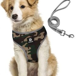 Brand New - Puppy Harness and Leash Set Adjustable Reflective Step in Harness for Dogs - Soft Mesh Comfort Fit No Pull No Choke (L, Camouflage Green)