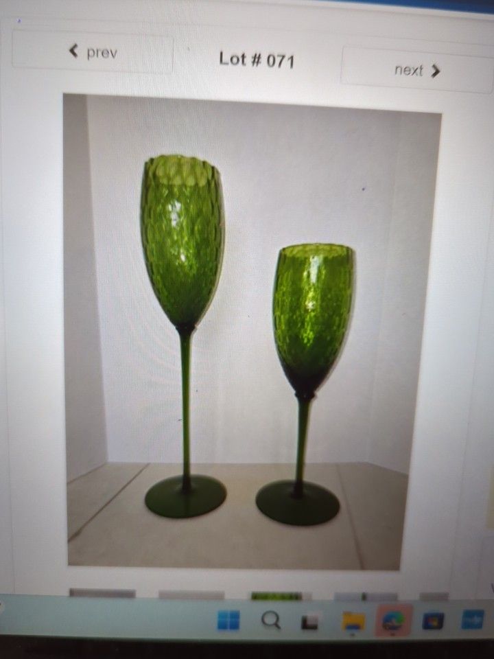 Vintage Empoli Emerald Green Diamond Wine Glasses