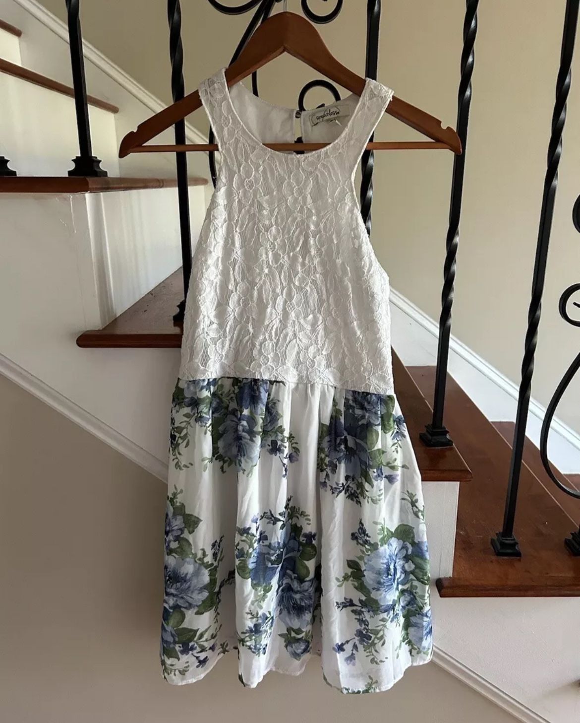 Speechless White Lace Floral Jr Knee Length Fit & Flare Medium Dress