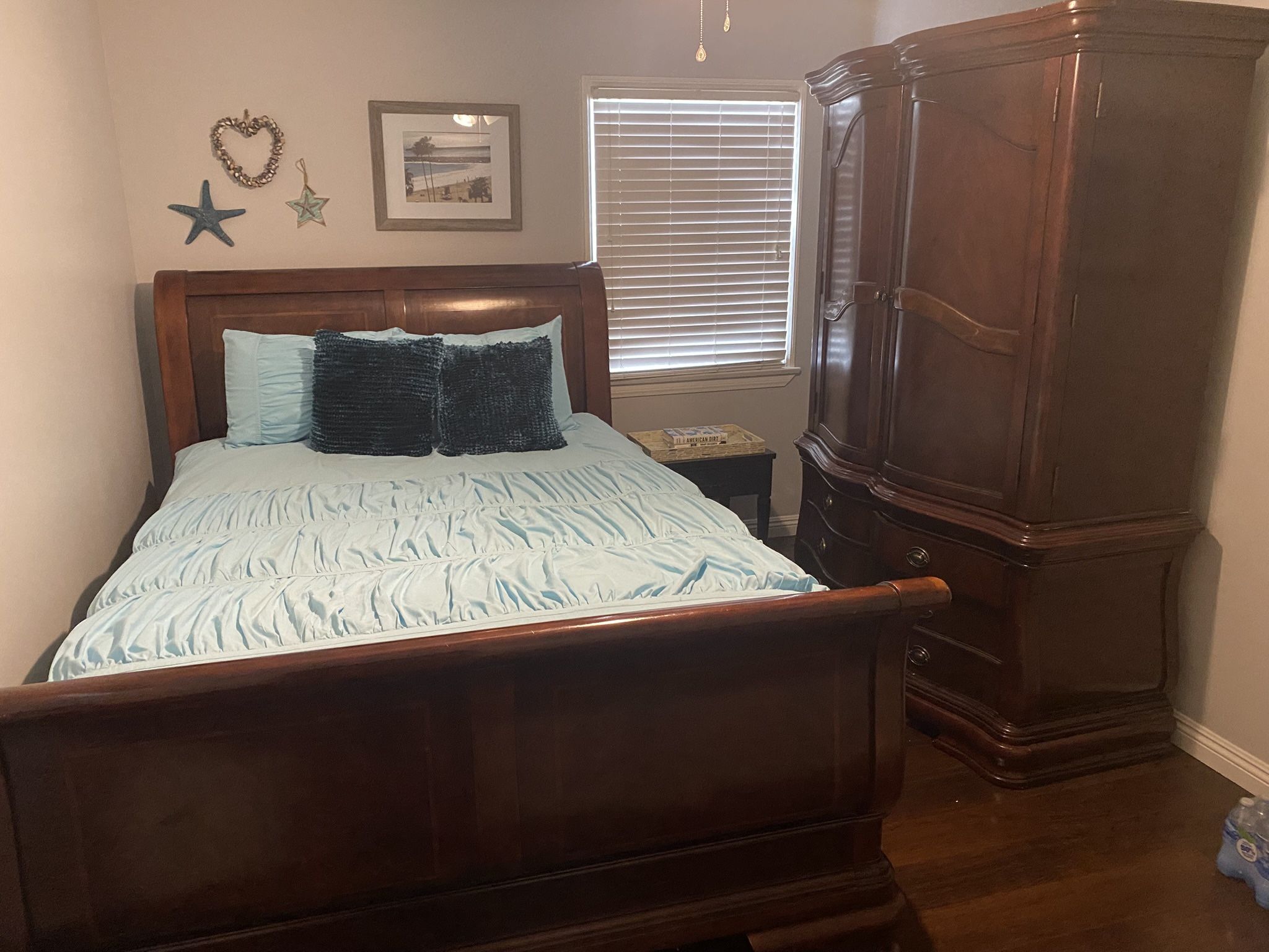 Armoire And Head/Footboard. Excellent Quality. Make Me An Offer