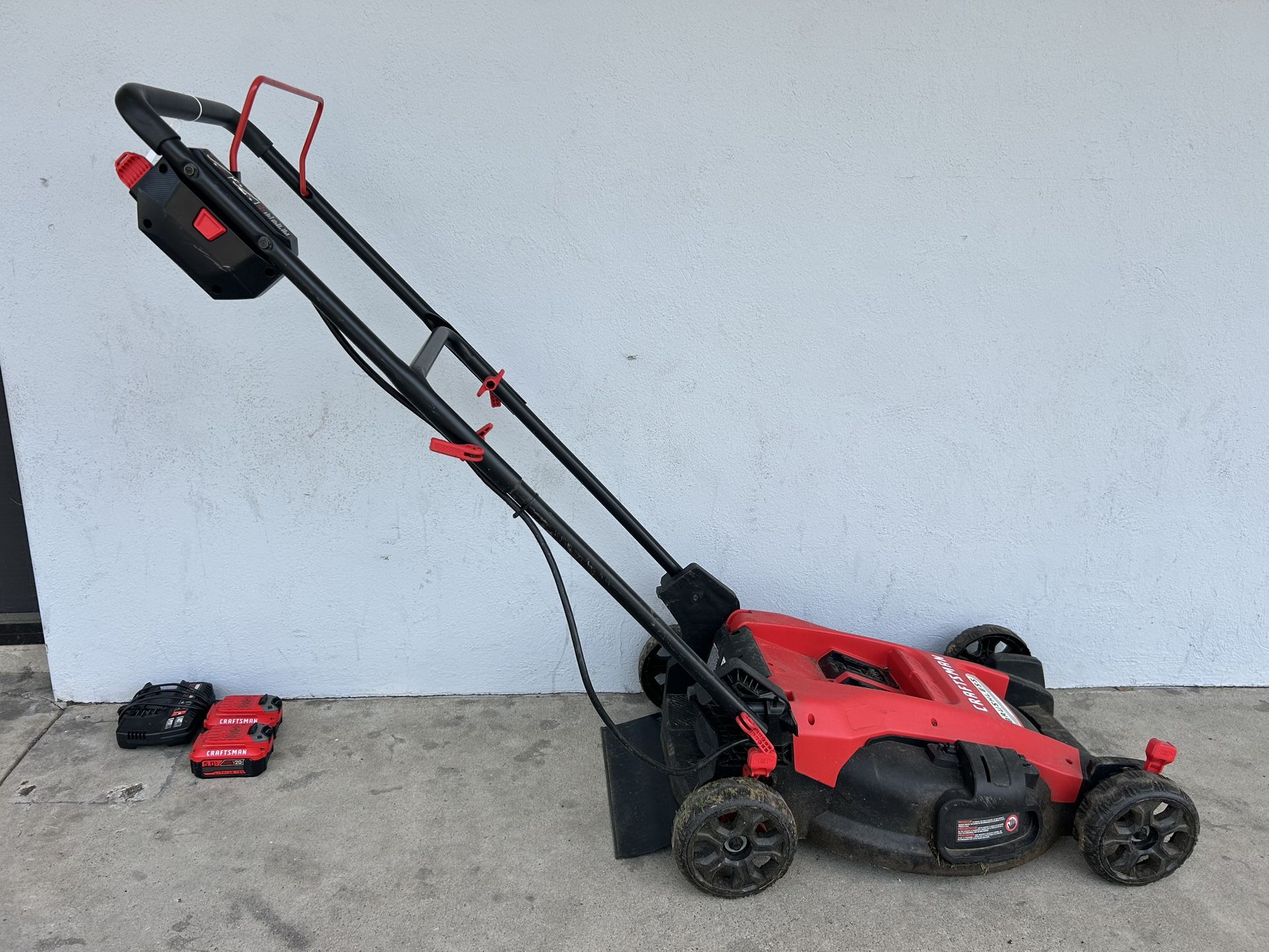 Craftsman Battery Push Lawn Mower + 2 Batteries And Charger