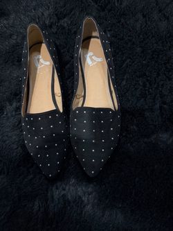 Report Black Studded Pointed-Toe Flats